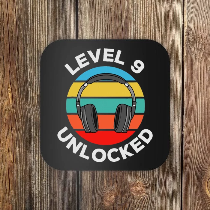 Level 9 Unlocked Music Dj Headphones Vintage 9th Birthday Coaster