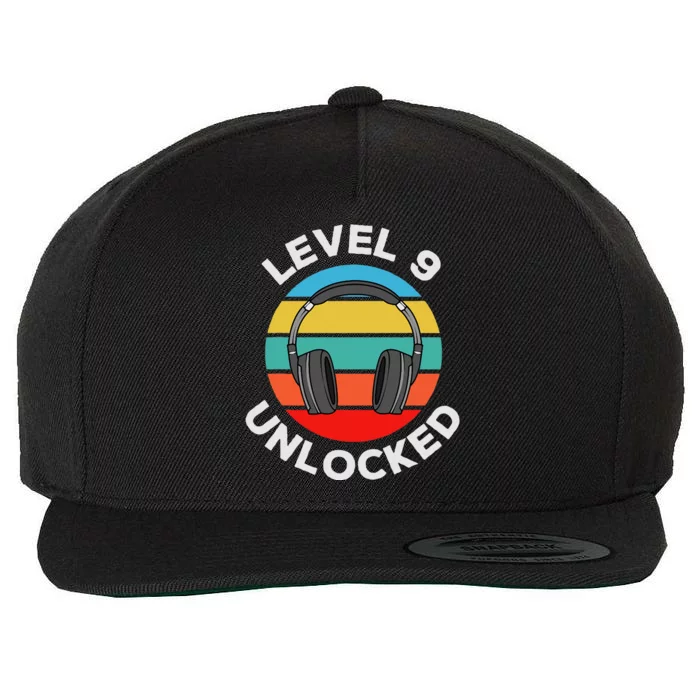 Level 9 Unlocked Music Dj Headphones Vintage 9th Birthday Wool Snapback Cap