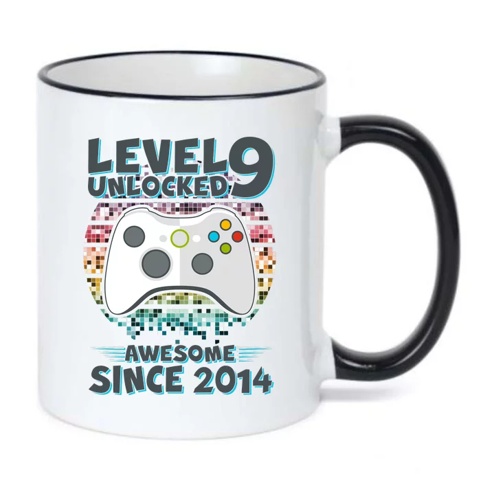 Level 9 Unlocked Awesome Since 2014 Gamer Birthday Black Color Changing Mug