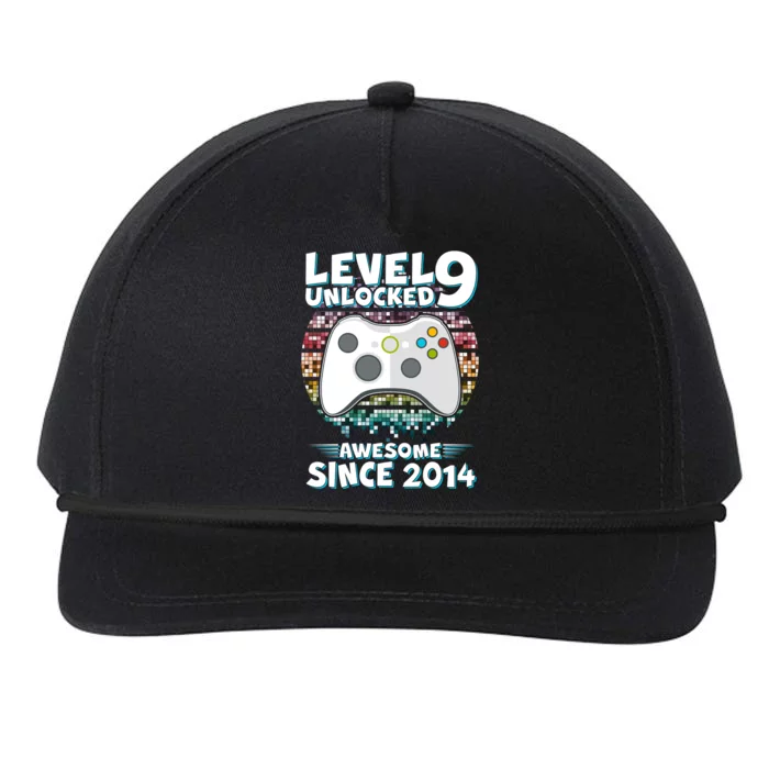 Level 9 Unlocked Awesome Since 2014 Gamer Birthday Snapback Five-Panel Rope Hat