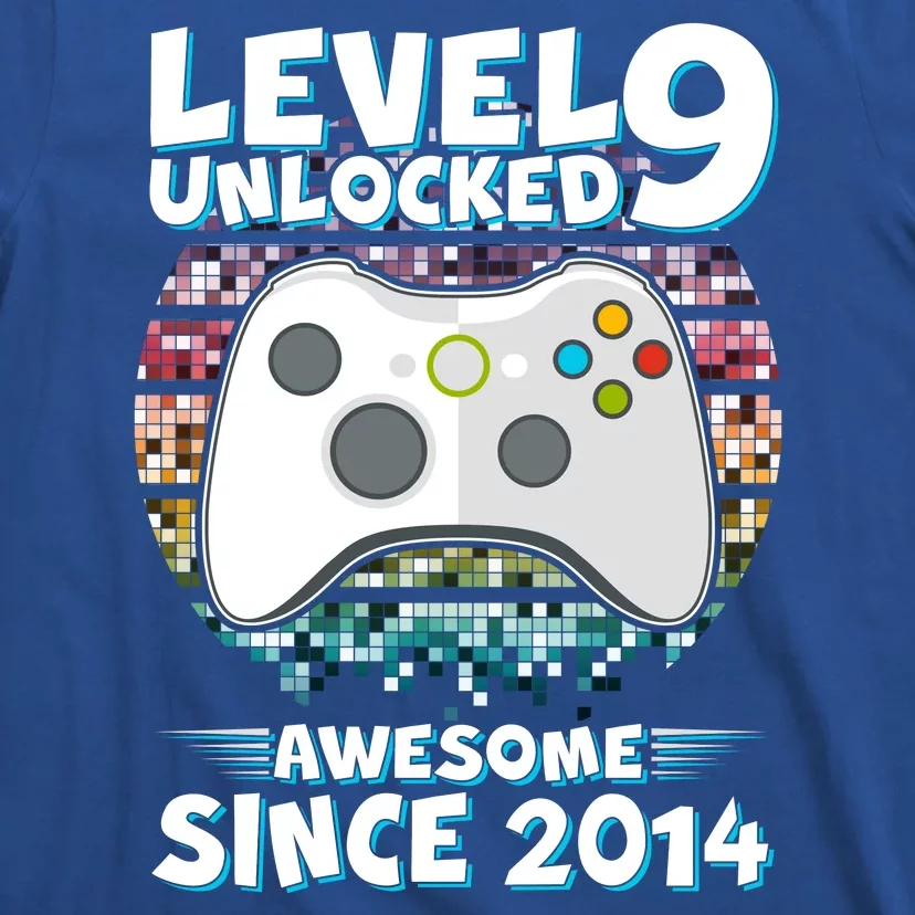 Level 9 Unlocked Awesome Since 2014 Gamer Birthday T-Shirt