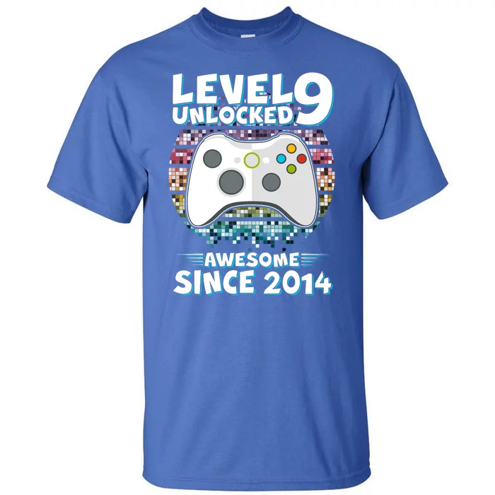 Level 9 Unlocked Awesome Since 2014 Gamer Birthday Tall T-Shirt