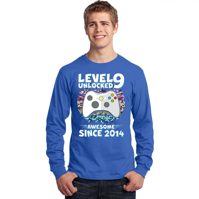 Level 9 Unlocked Awesome Since 2014 Gamer Birthday Tall Long Sleeve T-Shirt