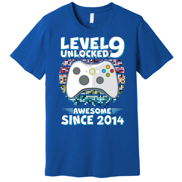 Level 9 Unlocked Awesome Since 2014 Gamer Birthday Premium T-Shirt