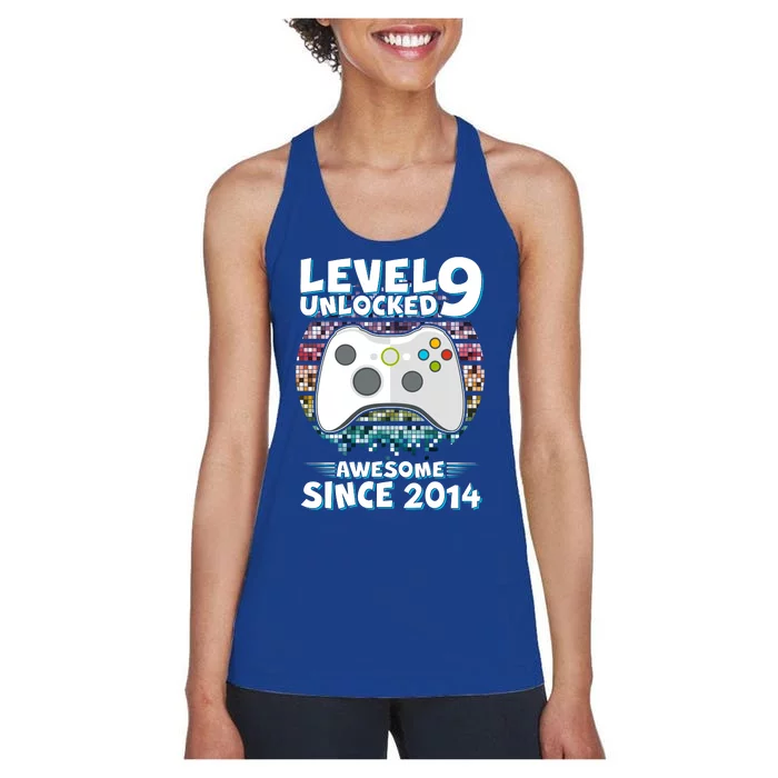 Level 9 Unlocked Awesome Since 2014 Gamer Birthday Women's Racerback Tank