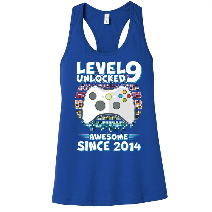 Level 9 Unlocked Awesome Since 2014 Gamer Birthday Women's Racerback Tank