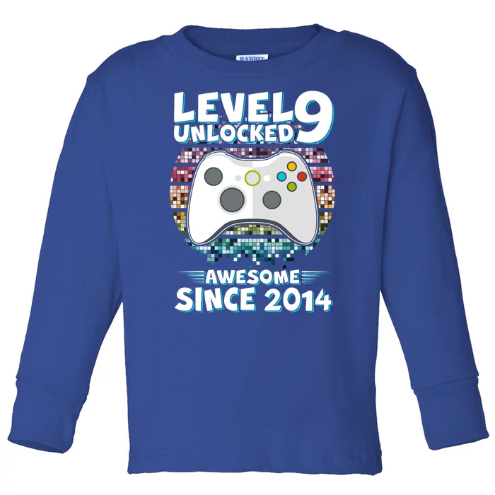 Level 9 Unlocked Awesome Since 2014 Gamer Birthday Toddler Long Sleeve Shirt