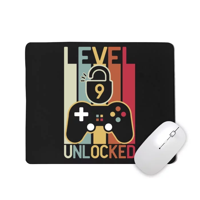 Level 9 Unlocked Birthday Gift Vintage Retro Mousepad