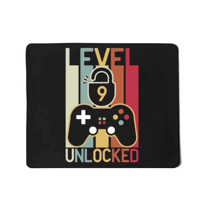 Level 9 Unlocked Birthday Gift Vintage Retro Mousepad