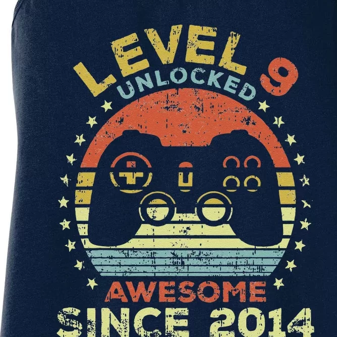 Level 9 Unlocked Awesome Since 2014 9th Birthday Gaming Women's Racerback Tank