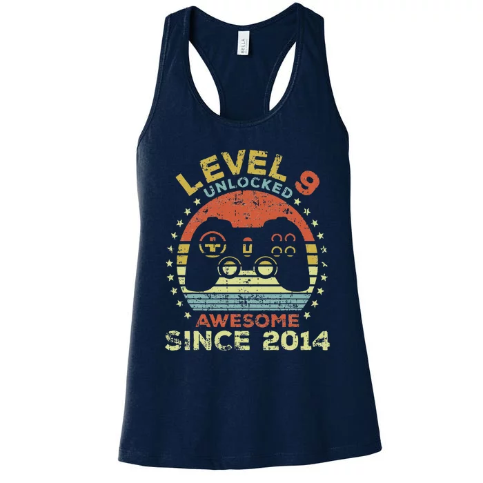 Level 9 Unlocked Awesome Since 2014 9th Birthday Gaming Women's Racerback Tank