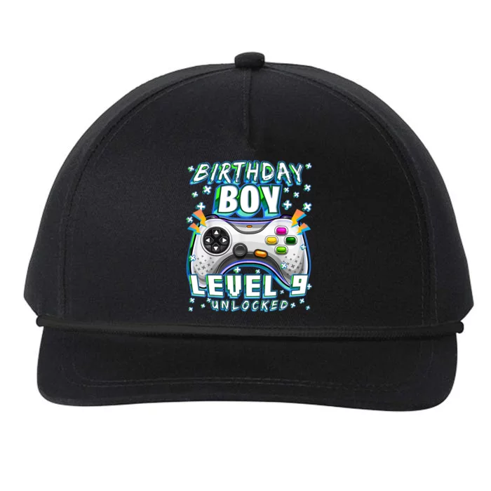 Level 9 Unlocked Video Game 9th Birthday Gamer Boys TShirt Snapback Five-Panel Rope Hat