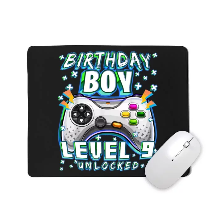 Level 9 Unlocked Video Game 9th Birthday Gamer Boys TShirt Mousepad