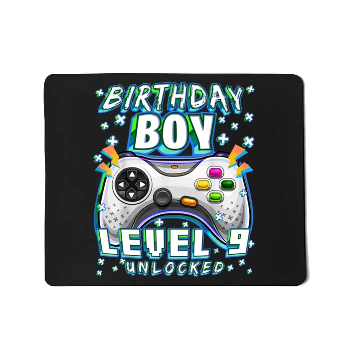 Level 9 Unlocked Video Game 9th Birthday Gamer Boys TShirt Mousepad