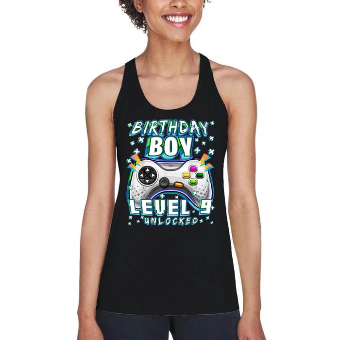 Level 9 Unlocked Video Game 9th Birthday Gamer Boys TShirt Women's Racerback Tank