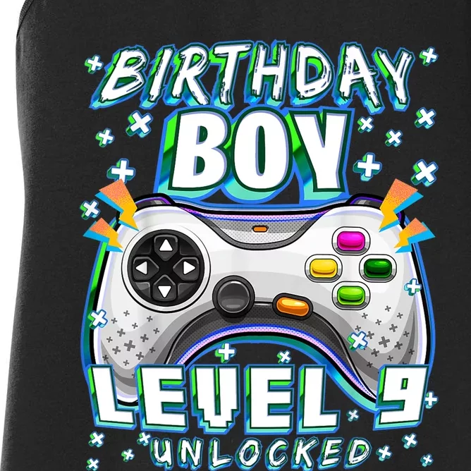 Level 9 Unlocked Video Game 9th Birthday Gamer Boys TShirt Women's Racerback Tank