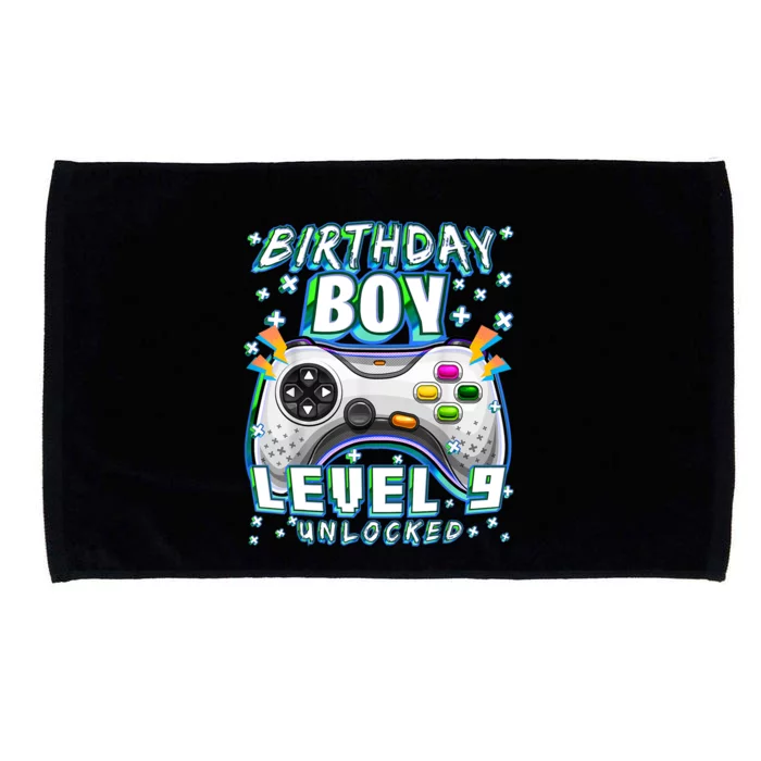 Level 9 Unlocked Video Game 9th Birthday Gamer Boys TShirt Microfiber Hand Towel