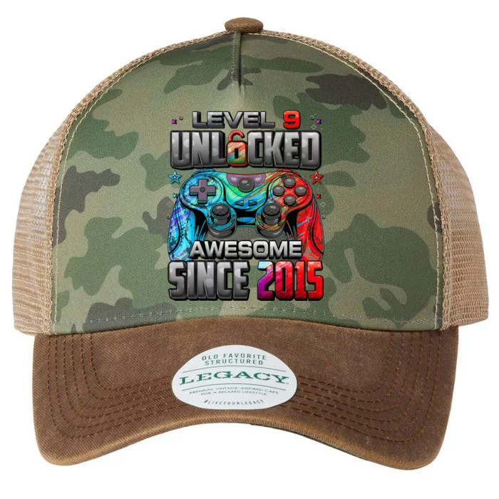 Level 9 Unlocked Awesome Since 2015 9th Birthday Gaming Legacy Tie Dye Trucker Hat