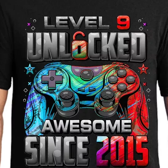 Level 9 Unlocked Awesome Since 2015 9th Birthday Gaming Pajama Set