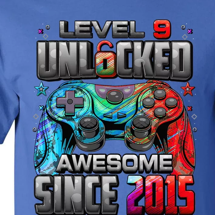 Level 9 Unlocked Awesome Since 2015 9th Birthday Gaming Tall T-Shirt