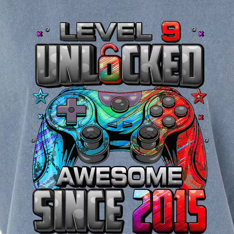 Level 9 Unlocked Awesome Since 2015 9th Birthday Gaming Garment-Dyed Women's Muscle Tee