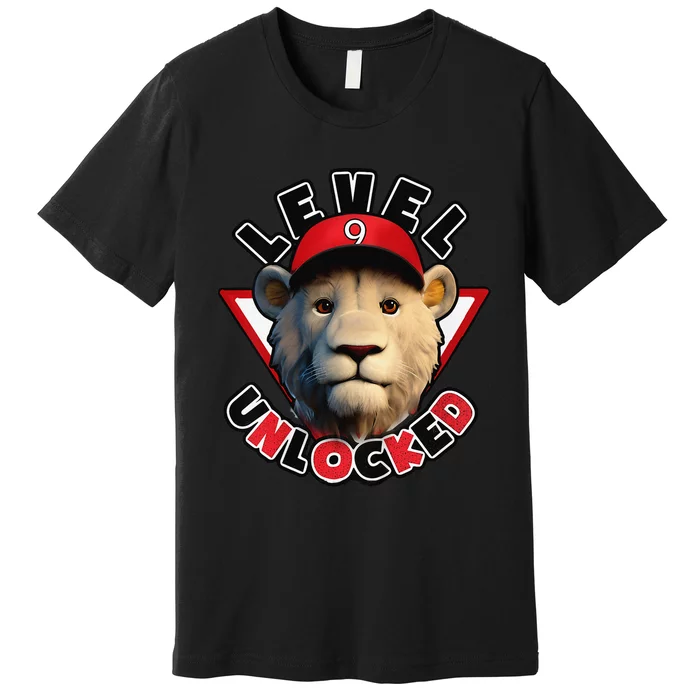 Level 9 unlocked 9 year old birthday lion born 2014 Premium T-Shirt