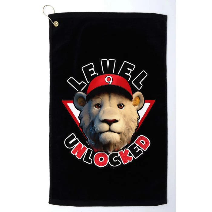 Level 9 unlocked 9 year old birthday lion born 2014 Platinum Collection Golf Towel