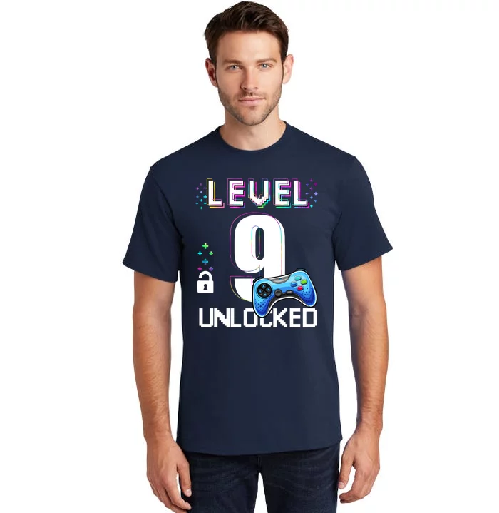 Level 9 Unlocked Video Game 9th Birthday Boy Gamer Tall T-Shirt