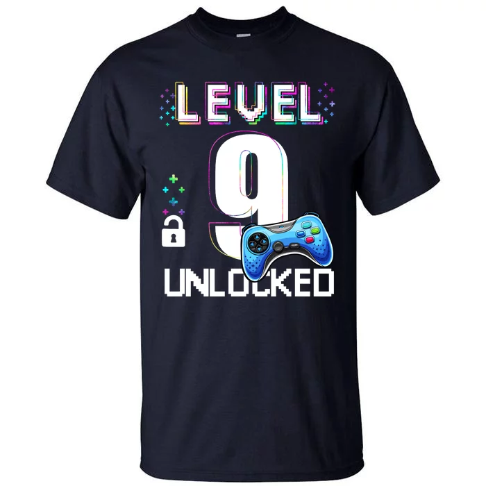 Level 9 Unlocked Video Game 9th Birthday Boy Gamer Tall T-Shirt