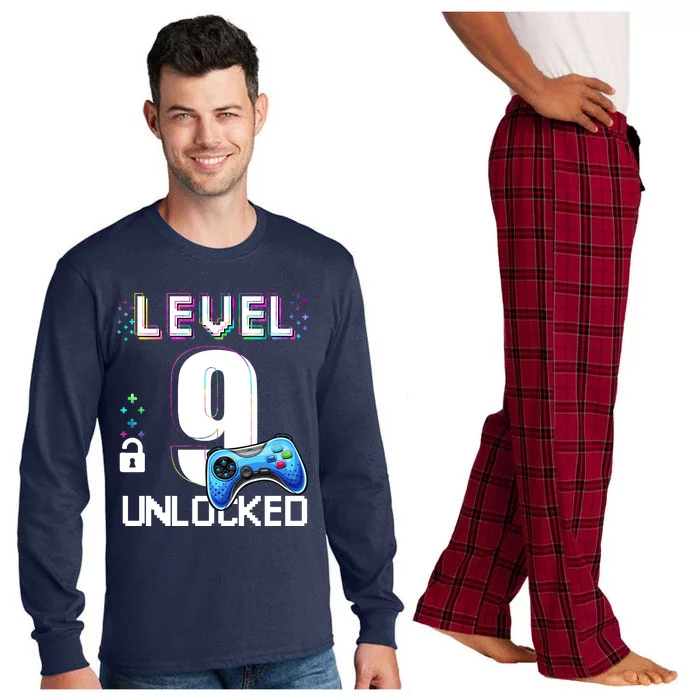 Level 9 Unlocked Video Game 9th Birthday Boy Gamer Long Sleeve Pajama Set