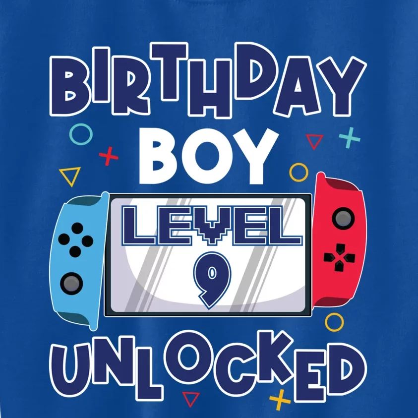 Level 9 Unlocked Gamer 9th Birthday Celebration Gift Kids Sweatshirt