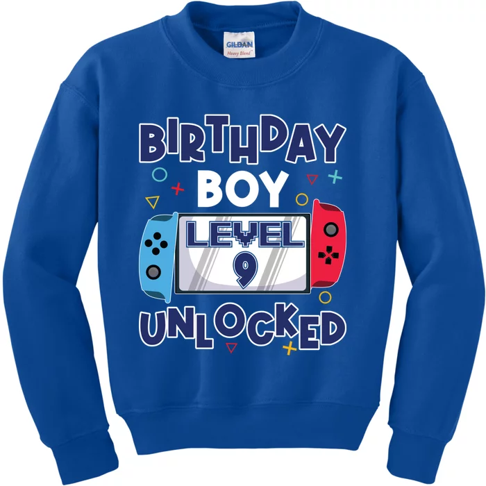 Level 9 Unlocked Gamer 9th Birthday Celebration Gift Kids Sweatshirt