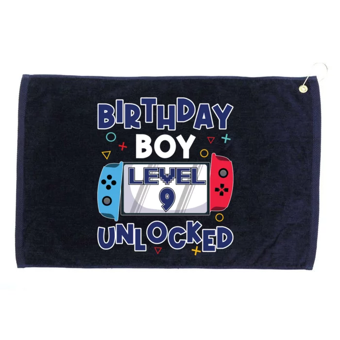 Level 9 Unlocked Gamer 9th Birthday Celebration Gift Grommeted Golf Towel