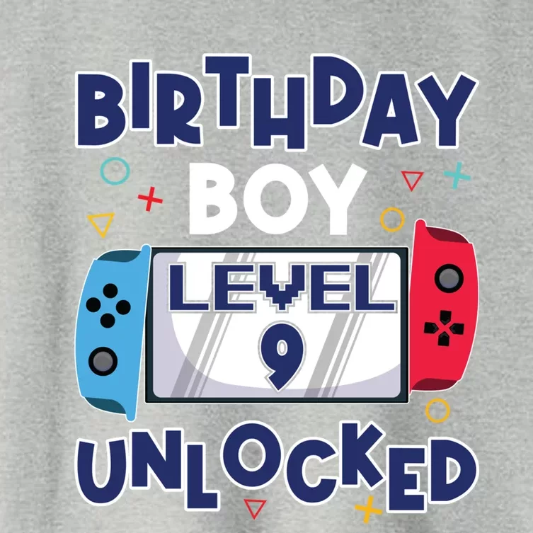 Level 9 Unlocked Gamer 9th Birthday Celebration Gift Women's Crop Top Tee