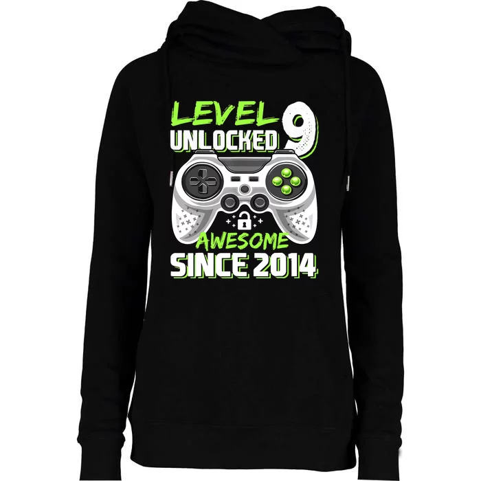 Level 9 Unlocked Awesome 2014 Video Game 9th Birthday Boy Womens Funnel Neck Pullover Hood