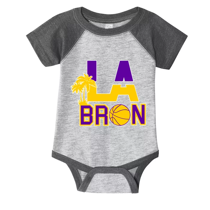 LA Bron Basketball Palm Tree Logo Infant Baby Jersey Bodysuit