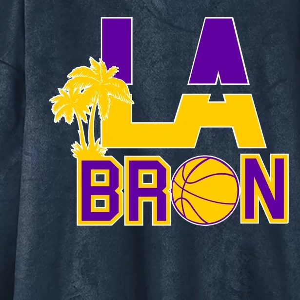 LA Bron Basketball Palm Tree Logo Hooded Wearable Blanket