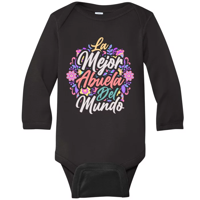 La Mejor Abuela del Mundo Hispanic Grandma & Mother's Day Baby Long Sleeve Bodysuit