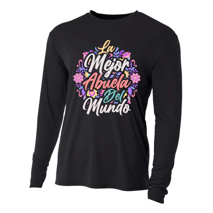 La Mejor Abuela del Mundo Hispanic Grandma & Mother's Day Cooling Performance Long Sleeve Crew