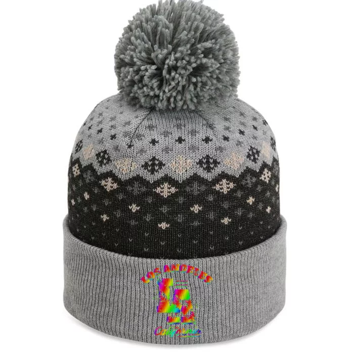 LA Retro Los Angeles Colors The Baniff Cuffed Pom Beanie