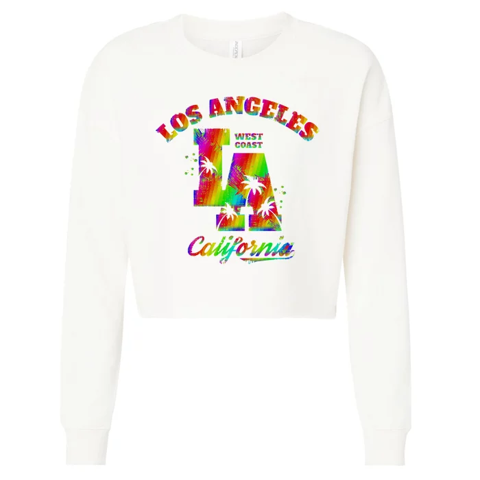 LA Retro Los Angeles Colors Cropped Pullover Crew