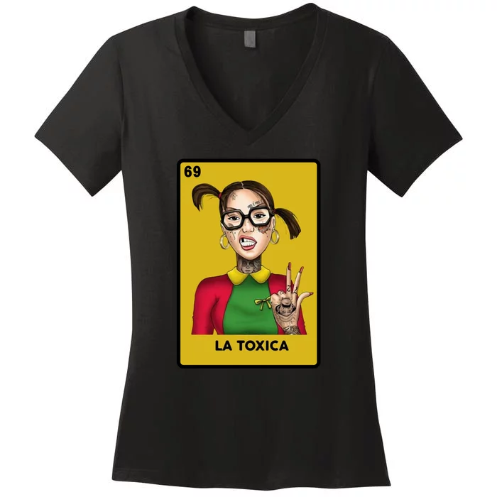 La Toxica 69 Lottery Card Women's V-Neck T-Shirt