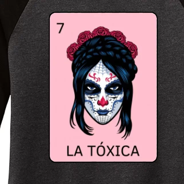 La Toxica Sugar Skull Women's Tri-Blend 3/4-Sleeve Raglan Shirt