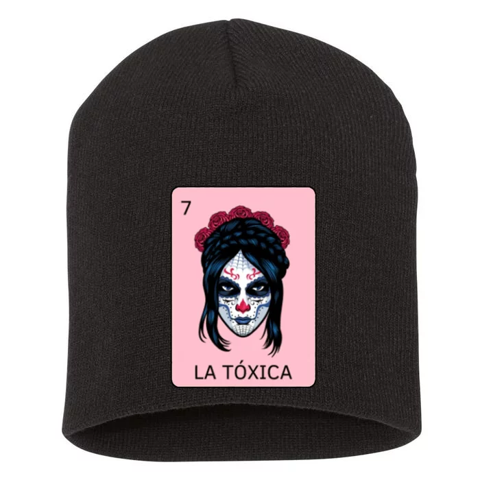 La Toxica Sugar Skull Short Acrylic Beanie