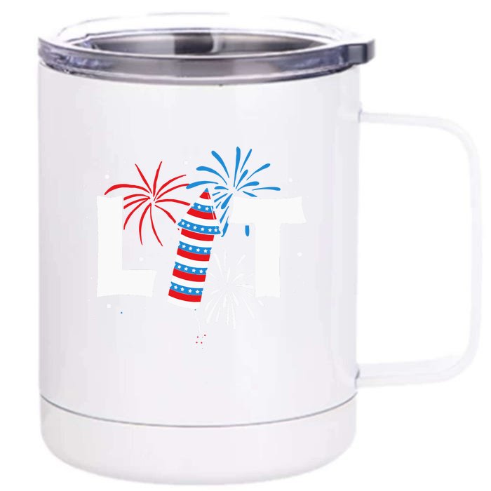 Lit American 4th Of July US Patriotic Pride Gift Front & Back 12oz Stainless Steel Tumbler Cup