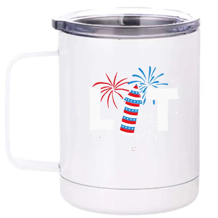 Lit American 4th Of July US Patriotic Pride Gift Front & Back 12oz Stainless Steel Tumbler Cup