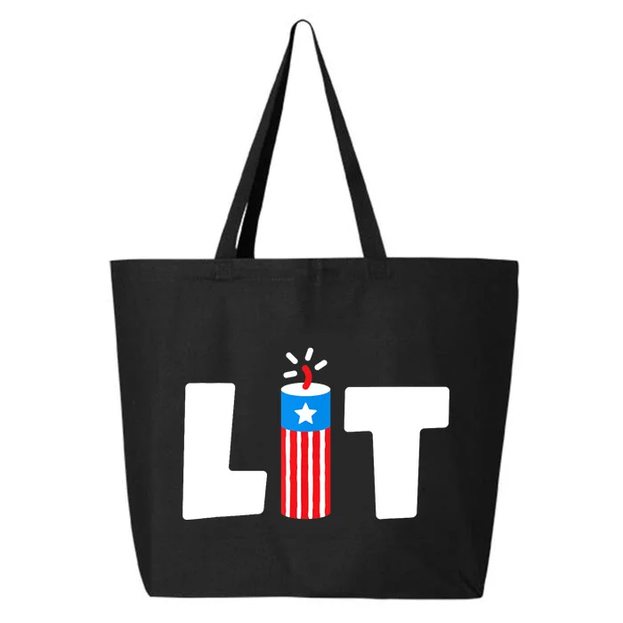 Lit American 4th of July US Patriotic Pride 25L Jumbo Tote