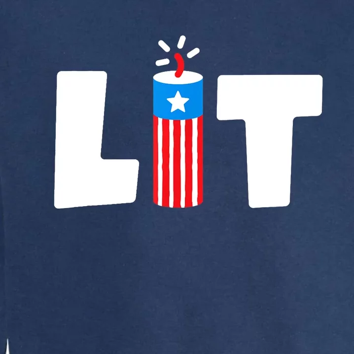 Lit American 4th of July US Patriotic Pride Garment-Dyed Sweatshirt