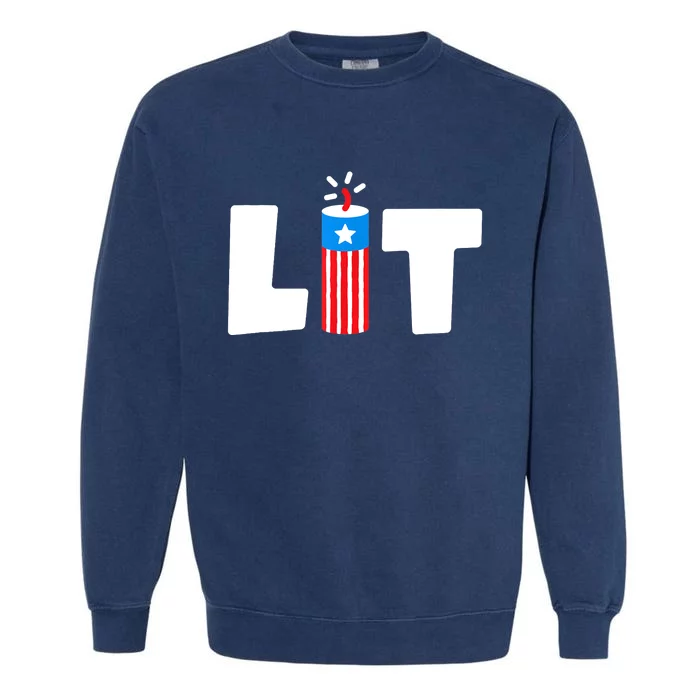 Lit American 4th of July US Patriotic Pride Garment-Dyed Sweatshirt