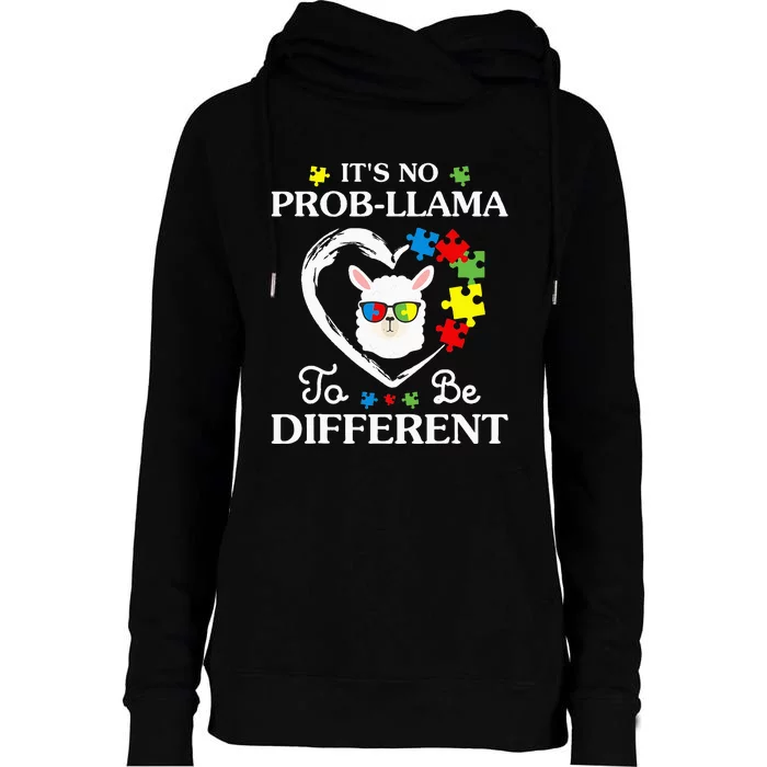 Llama Autism Awareness Gift Be A Little Different Womens Funnel Neck Pullover Hood